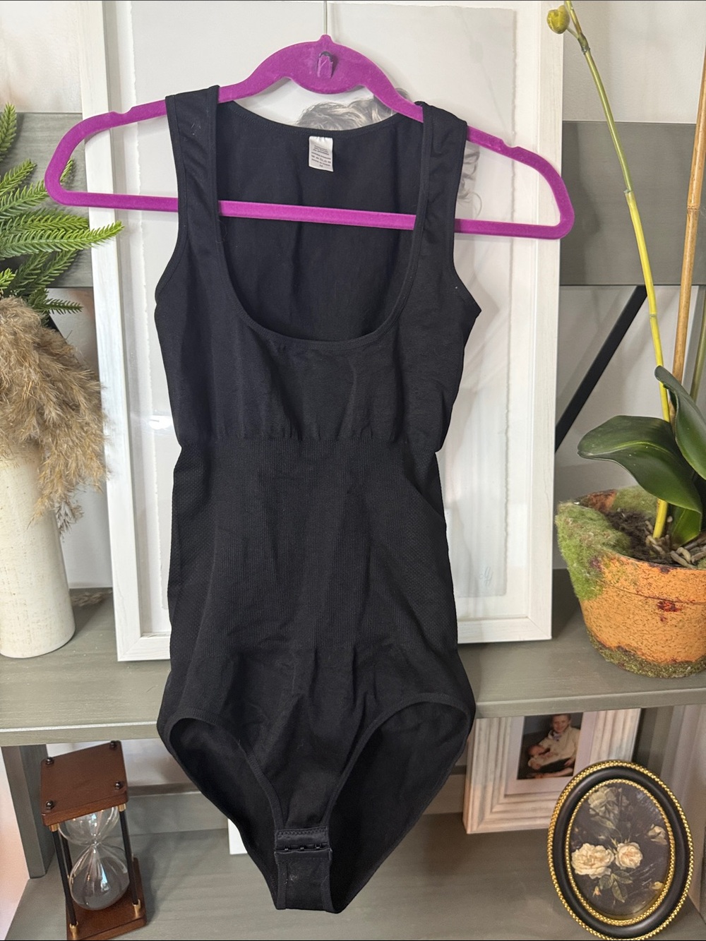 Scoop Neck Black Bodysuit Tank Top